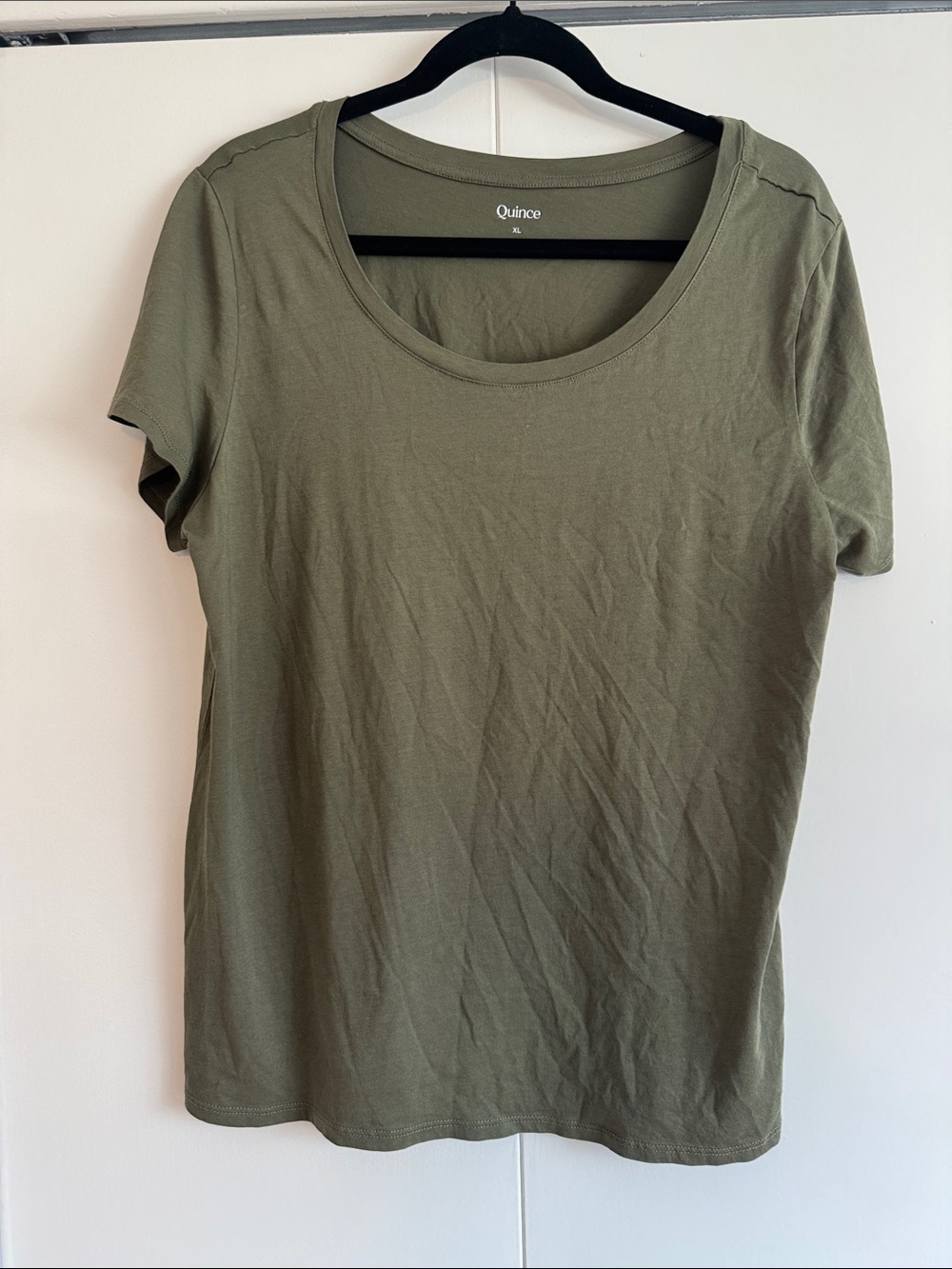 Quince Olive Green Short Sleeve Scoop Neck Tee